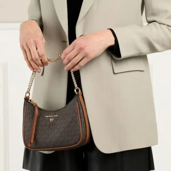 NWOT Michael Kors Monogram Jet Set Charm Small Logo Pochette - Picture 2 of 10